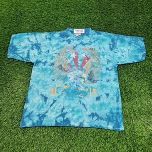 Vintage Eagle Shirt Women Large 21x25 Crumbled Tie-Dye USA